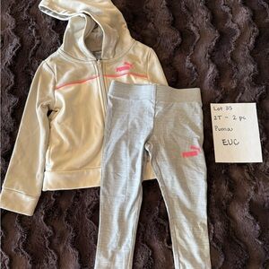 Puma Light Gray and Pink Hoodie Set 2T